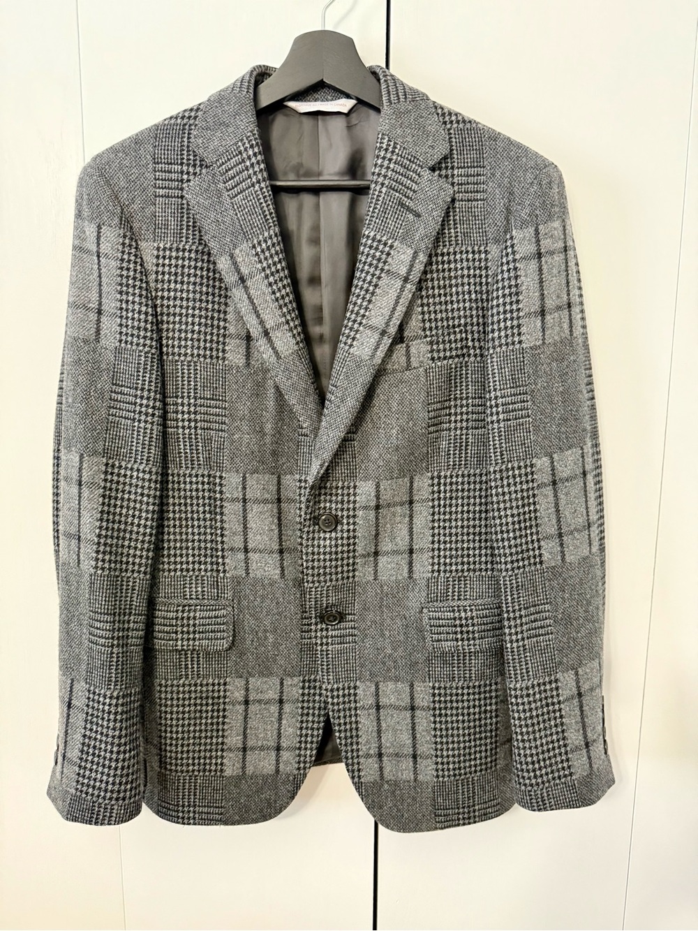 Samuelsohn Grey Plaid Men's Wool Blazer